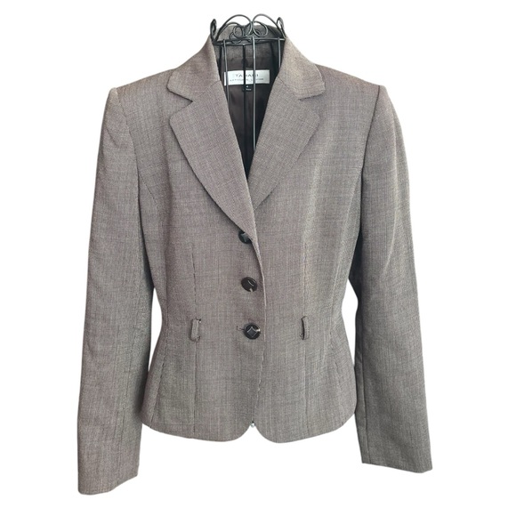 Tahari Dresses & Skirts - Tahari Lined Brown Wool Herringbone 2 pc. Jacket Skirt Suit Set Women's Size 4